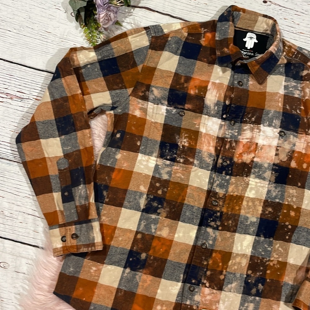 Two Gypsea Souls Peanuts Graphic Snoopy Tie Dye Flannel Button Down Top - Picture 9 of 10